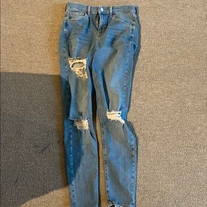 Topshop Jamie Jeans with Rips W28 L32 - Blue